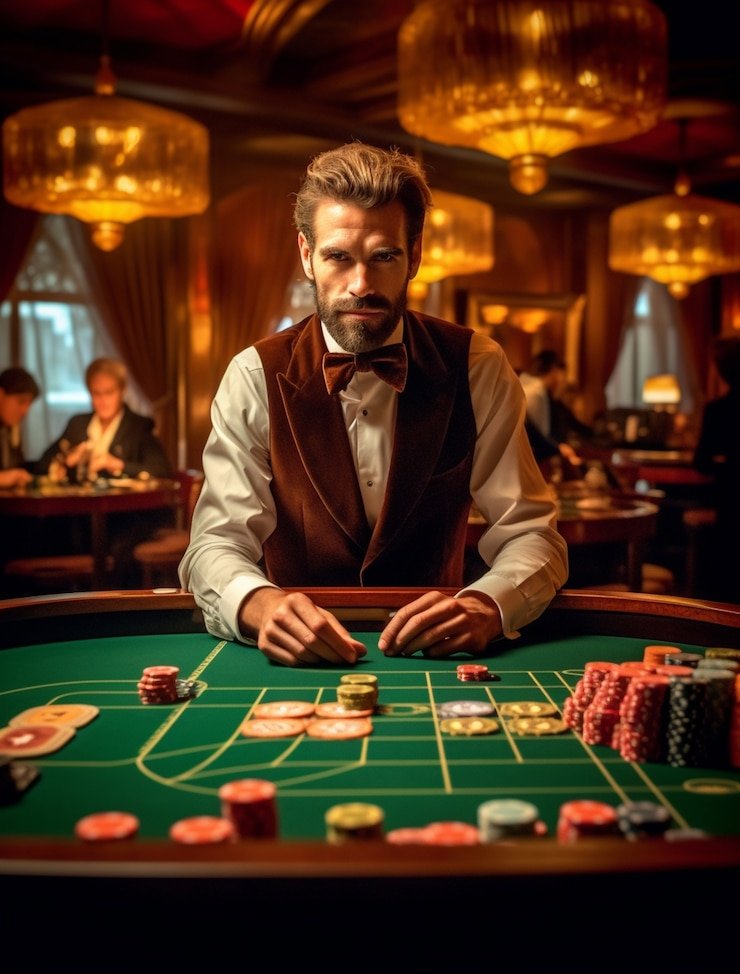 Live dealer presenting Free Bet Blackjack table at royal2
